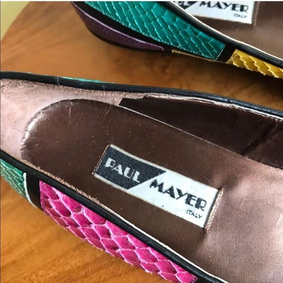 PAUL MAYER 1980’s Vintage Snakeskin Shoes Flats 7B - Picture 5 of 8